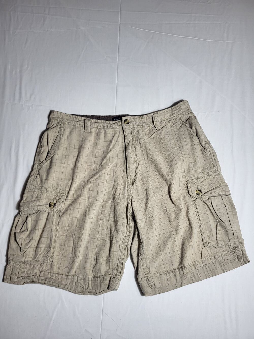 George & Martha Men's Cargo Shorts Size 40 Khaki Beige Ripstop Cotton Utility